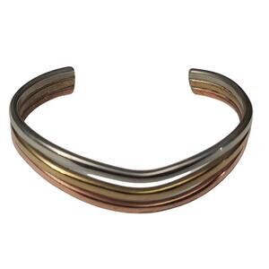 Vtg Sergio Lub of Cali Unisex Tri Color Wave Cuff Bracelet